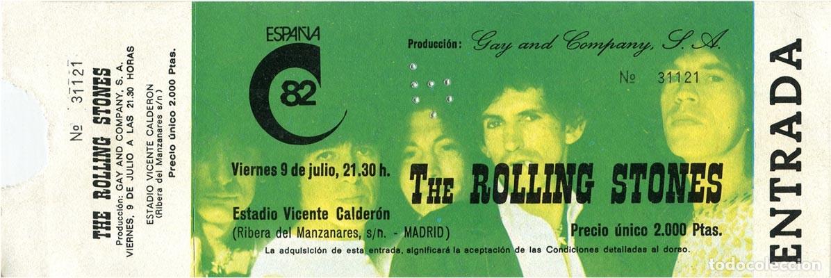 Entradas Antiguas de Conciertos: The Rolling Stones - Entrada Gira Tour, Estadio Vicente Calder&oacute;n Madrid 1982 - Gay&Cia - EX/EX