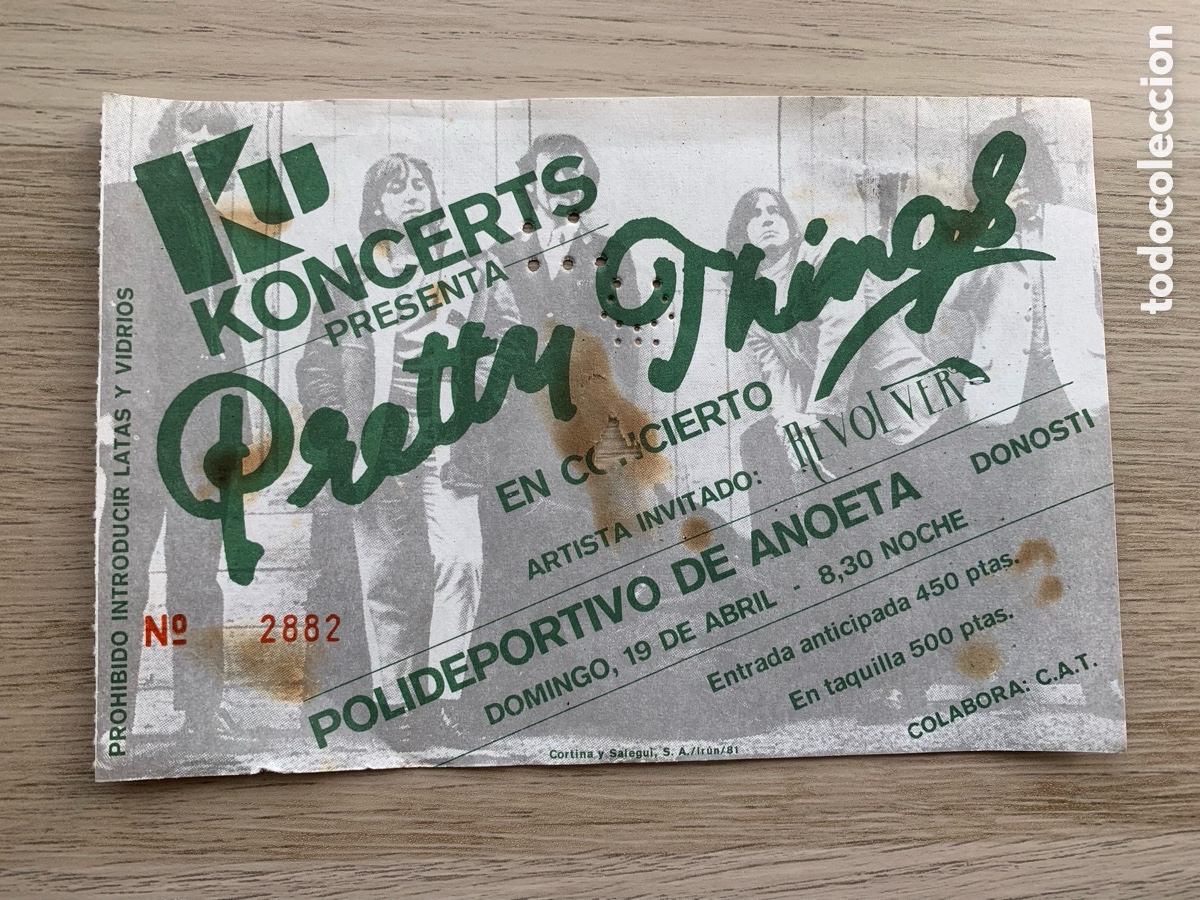 Entradas Antiguas de Conciertos: &bull;THE PRETTY THINGS + REV&Oacute;LVER. ENTRADA CONCIERTO POLIDEPORTIVO ANOETA (SAN SEBASTI&Aacute;N), EN 1981