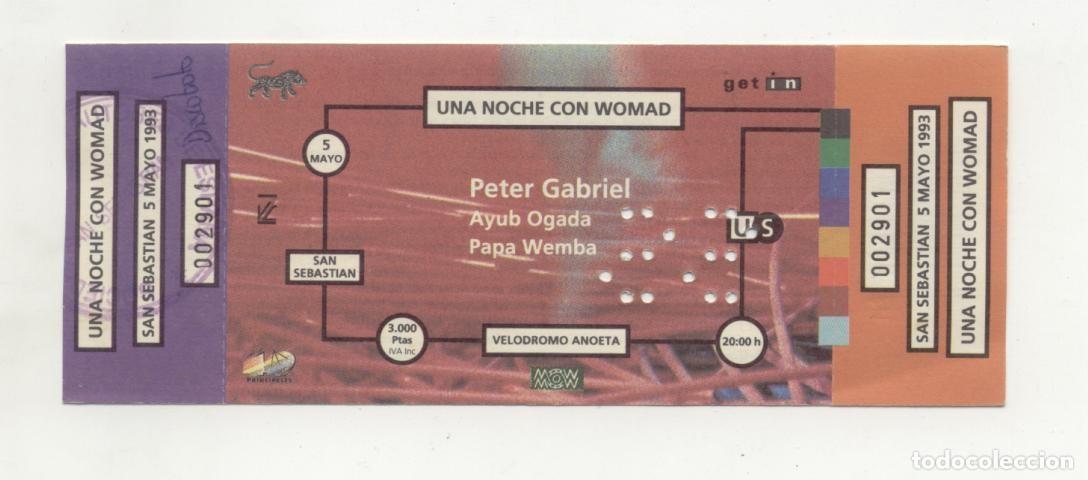Entradas antiguas de conciertos: Peter Gabriel San Sebasti&aacute;n 1993 Entrada de concierto NUEVA