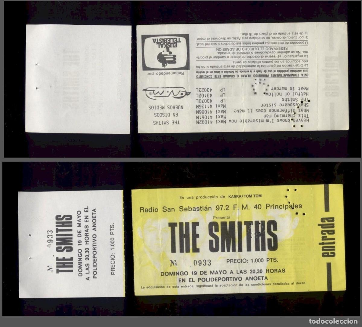 Entradas Antiguas de Conciertos: The Smiths San Sebasti&aacute;n 1985 entrada de concierto
