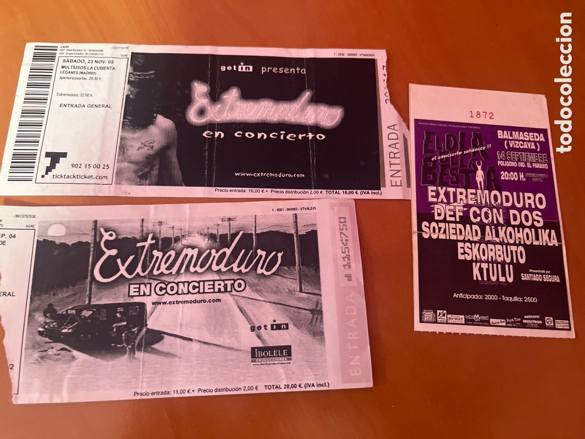 Entradas Antiguas de Conciertos: Entrada concierto extremoduro