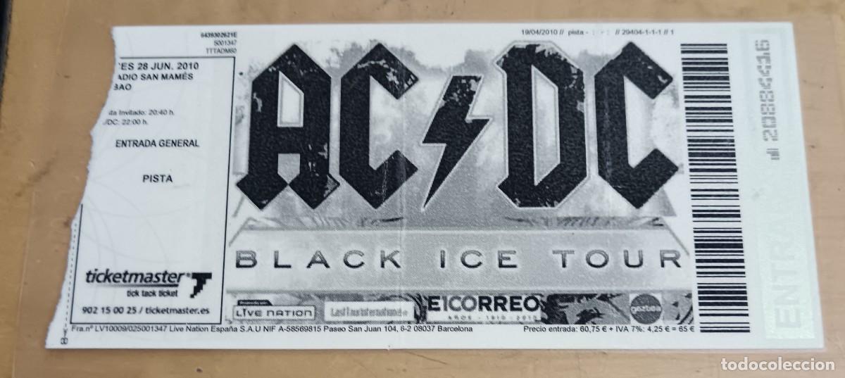 Entradas Antiguas de Conciertos: ENTRADA PLASTIFICADA AC DC BLACK ICE TOUR BILBAO A&Ntilde;O 2010 17X8 CM.