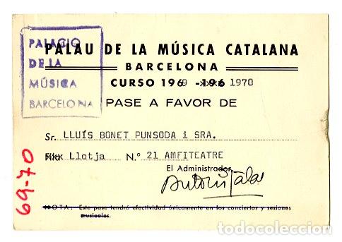 Entradas Antiguas de Conciertos: Carnet Palau de la M&uacute;sica Catalana Barcelona 1969 / 1970 - M&uacute;sica