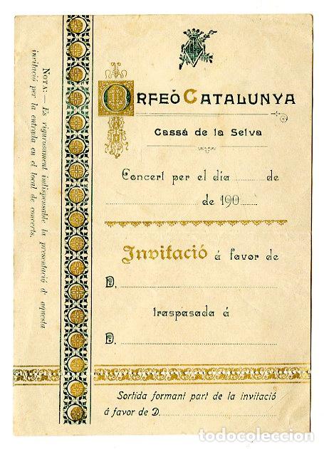 Entradas Antiguas de Conciertos: Entrada Orfe&oacute; Catalunya 190..Invitaci&oacute; - Orfe&oacute; de Catalunya