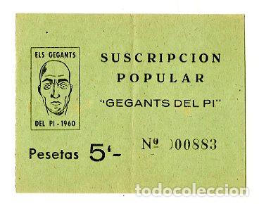 Entradas Antiguas de Conciertos: Entrada Suscripci&oacute;n Popular Gegants del Pi 1960 - 1960