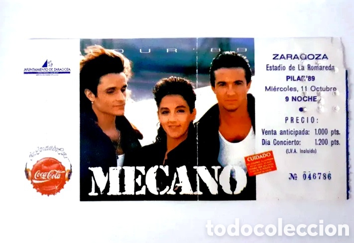 Entradas Antiguas de Conciertos: Entrada Concierto Mecano Romareda Zaragoza 1989