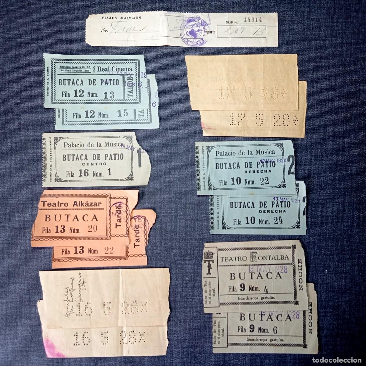 Entradas antiguas de conciertos: ⚜️ &Ntilde;09X08. Lote 13 Entradas Teatro Madrid 1928 Parejas Viajes Marsans Barcelona Ephemera Luna Miel