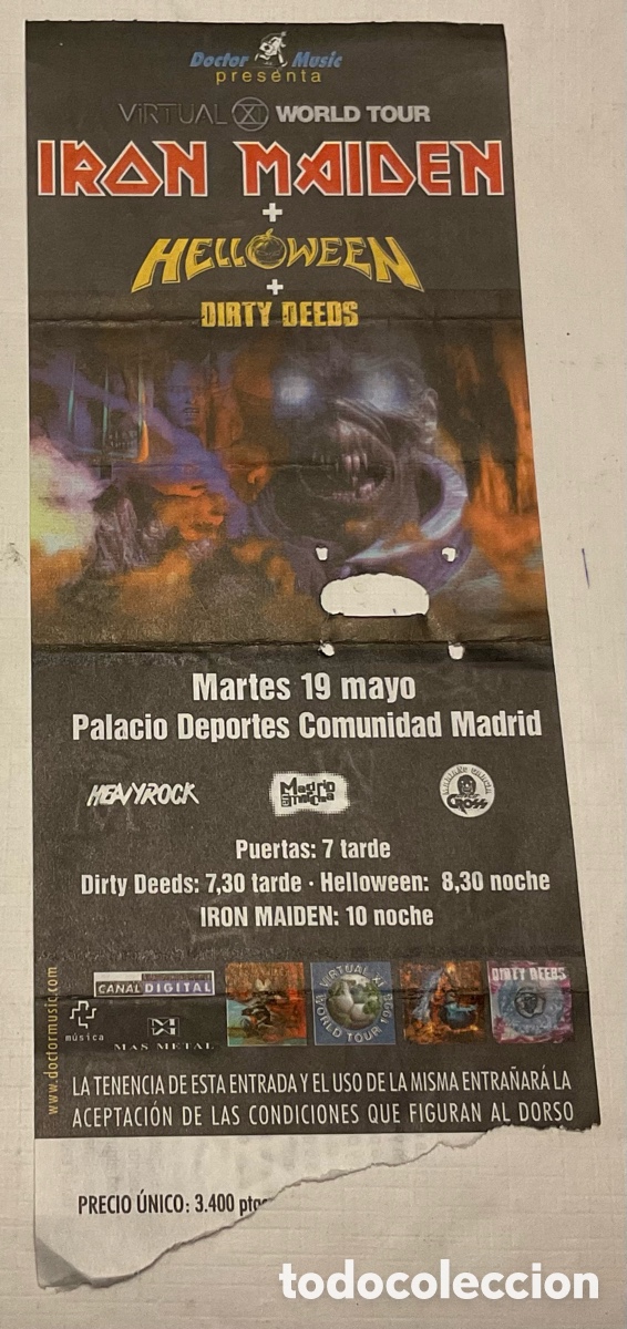 Tickets for concerts: Entrada concierto Iron Maiden, Helloween y Dirty Deeds. Madrid. 1998