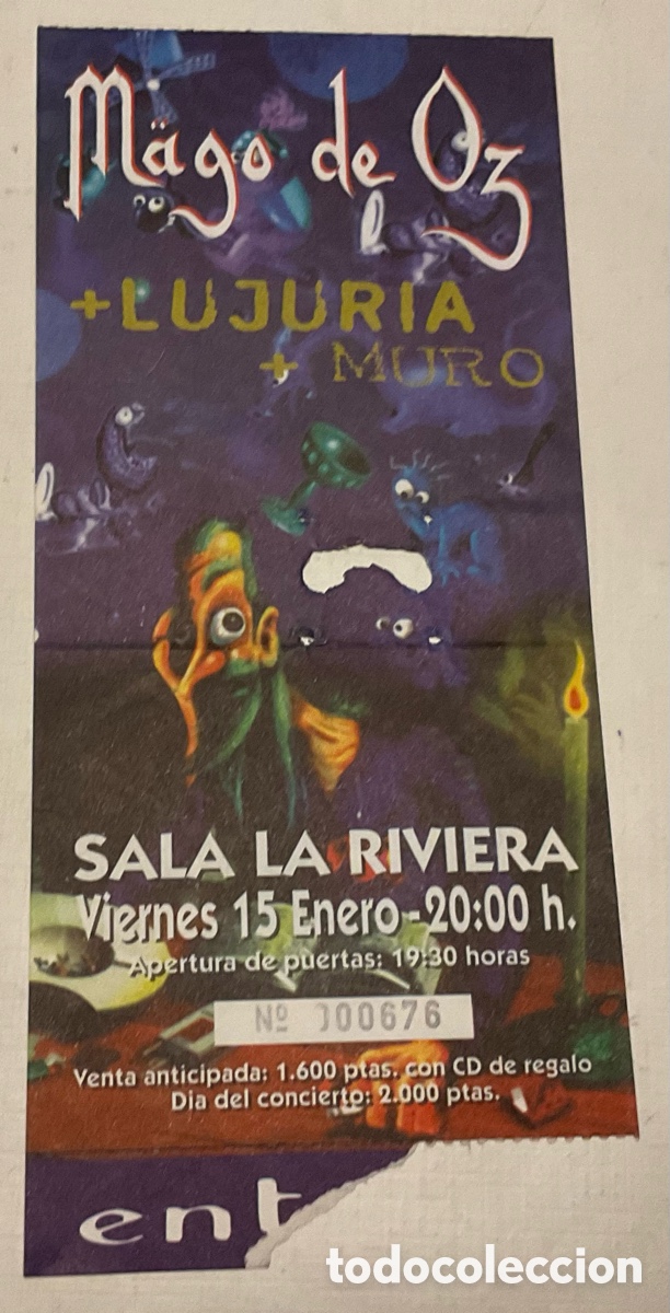 Tickets for concerts: Entrada concierto M&auml;go de Oz. La Riviera. Madrid. 1999