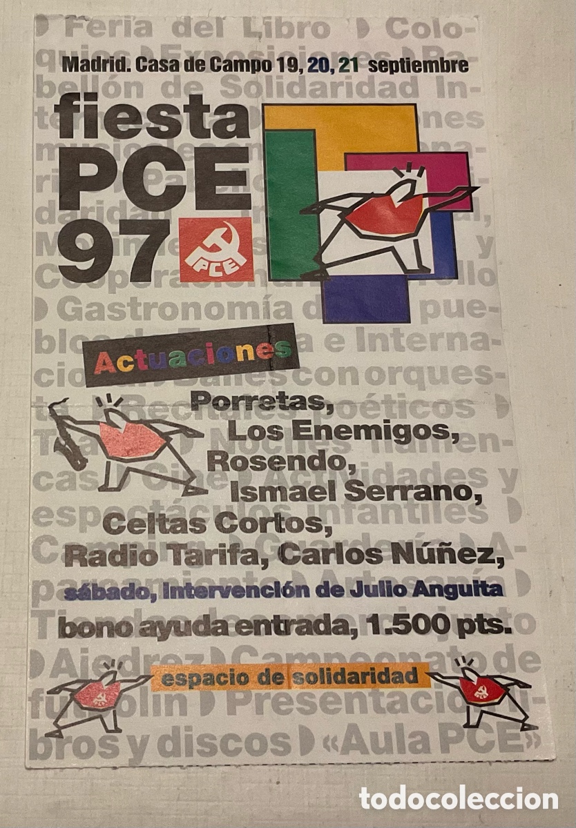 Tickets for concerts: Entrada fiesta PCE. Madrid. 1997