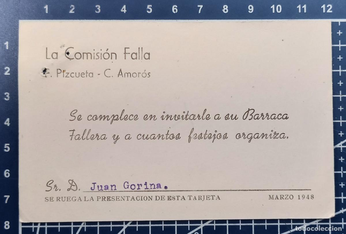 Konzert-Eintrittskarten: INVITACION A BARRACA FALLERA, LA COMISI&Oacute;N FALLA F. PIZCUETA-C. AMOR&Oacute;S - 1948