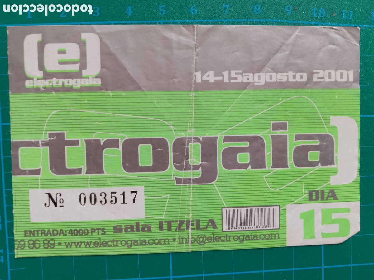 Entradas antiguas de conciertos: ELECTROGAIA 2001 - 2001 -ITZELA.ENTRADA TICKET.JEFF MILLS-JOHN ACQUAVIVA-PASCAL FEOS-ROLANDO-EULOGIO