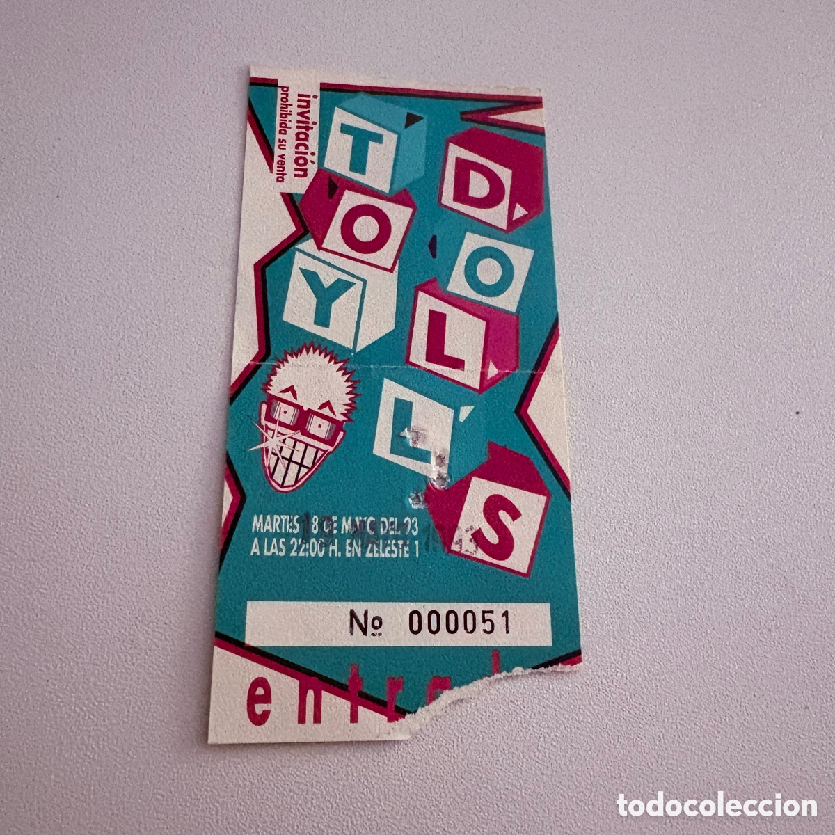 Bilhetes de Concertos: entrada del concierto de toy dolls en barcelona sala zeleste 18 mayo 1993