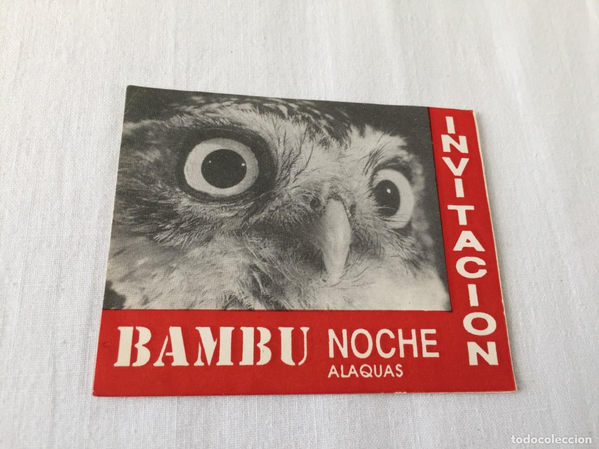 Entradas antiguas de conciertos: ENTRADA - INVITACION NOCHE - FLYER - VIP - DISCOTECA BAMBU - A&Ntilde;OS 80 - ALAQUAS (VALENCIA)