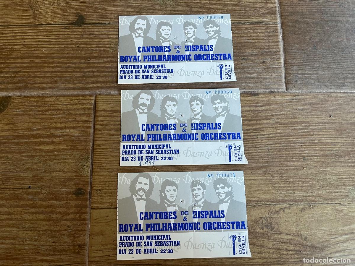 Entradas antiguas de conciertos: 3 ENTRADAS DE concierto de los cantores de H&iacute;spalis en Sevilla-a&ntilde;os 80