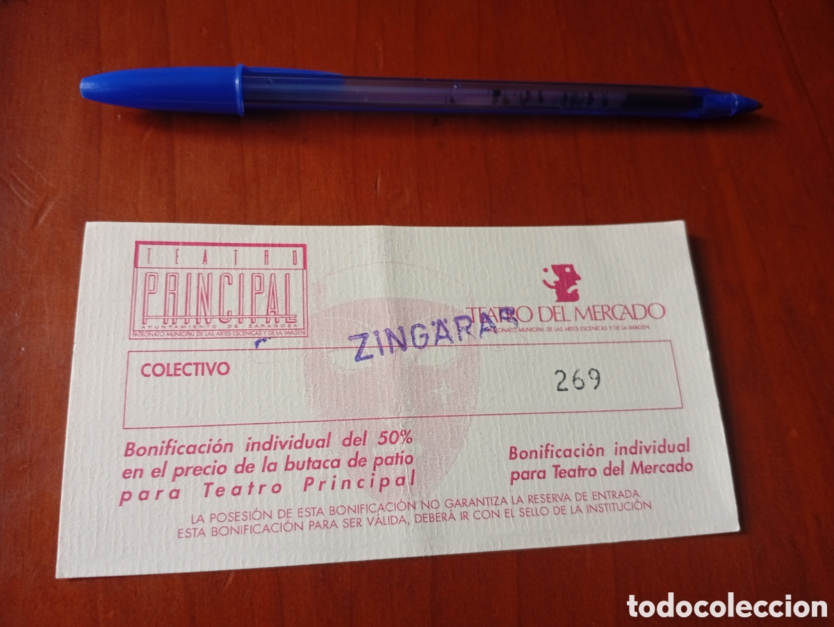 Entradas antiguas de conciertos: ENTRADA ORIGINAL TEATRO PRINCIPAL ZINGARAS