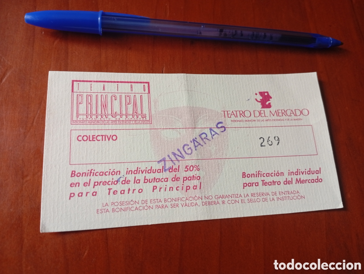 Entradas antiguas de conciertos: ENTRADA ORIGINAL TEATRO PRINCIPAL ZINGARAS (2)