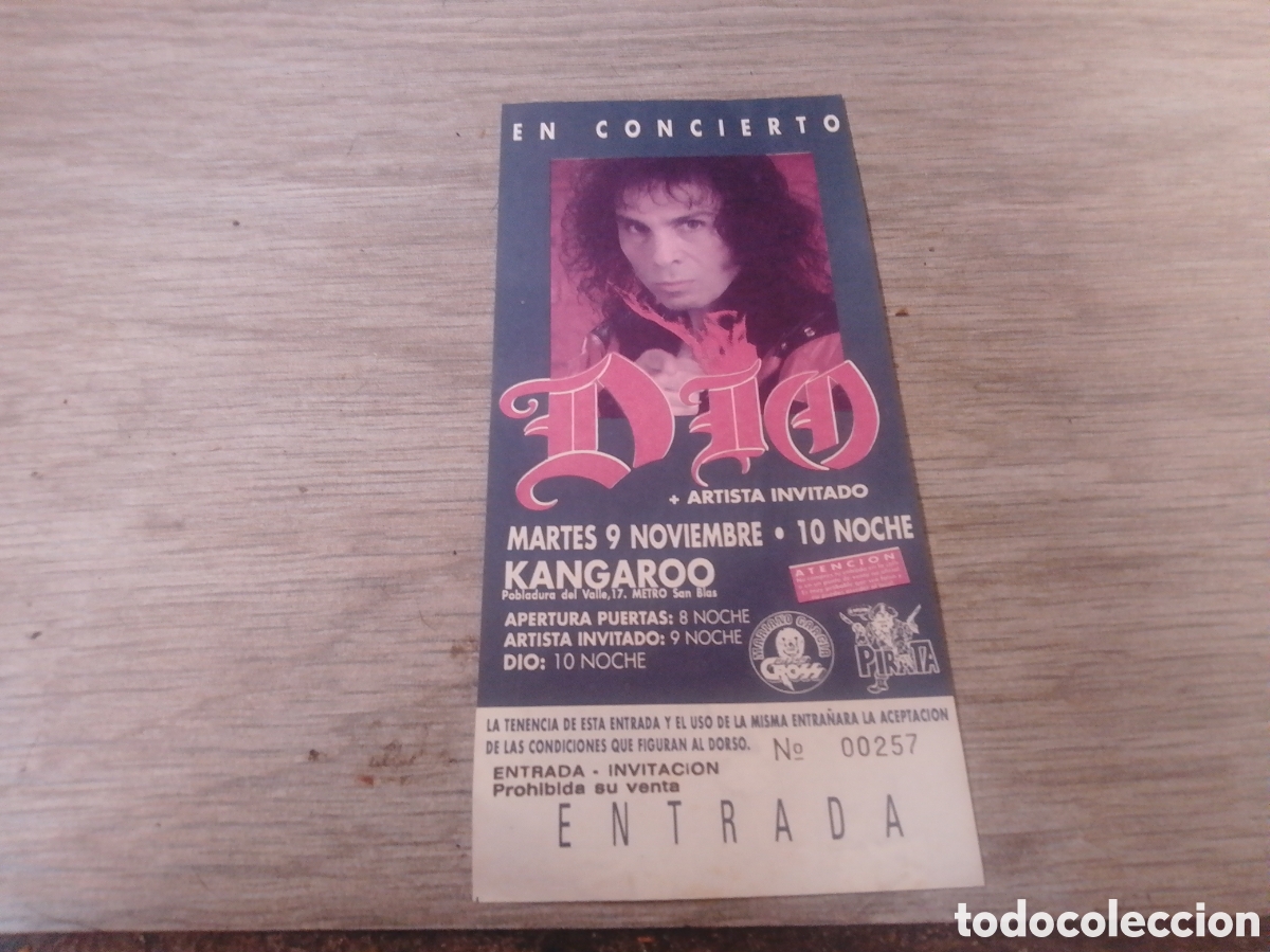 Entradas antiguas de conciertos: ENTRADA CONCIERTO DIO - SALA KANGAROO - CC -