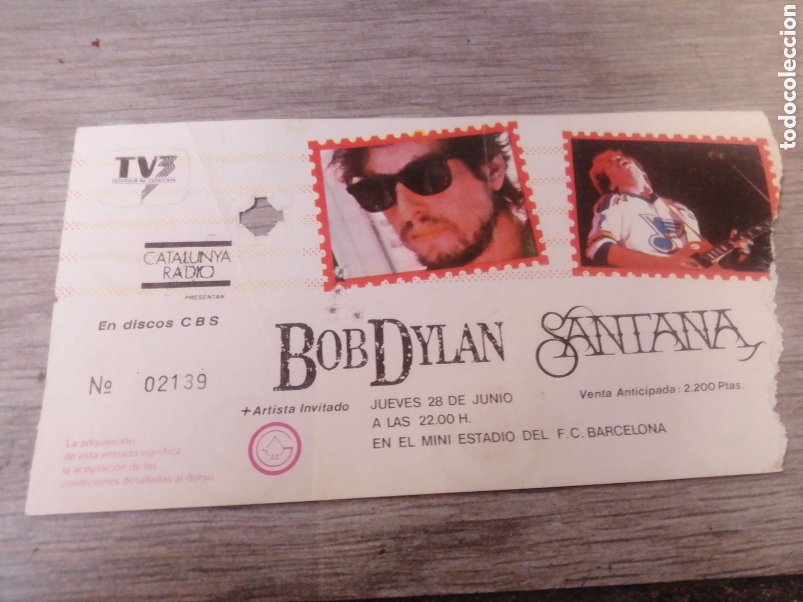 Entradas antiguas de conciertos: ENTRADA CONCIERTO BOB DYLAN / SANTANA - GIRA 1984 - MINI ESTADI / BARCELONA - CC