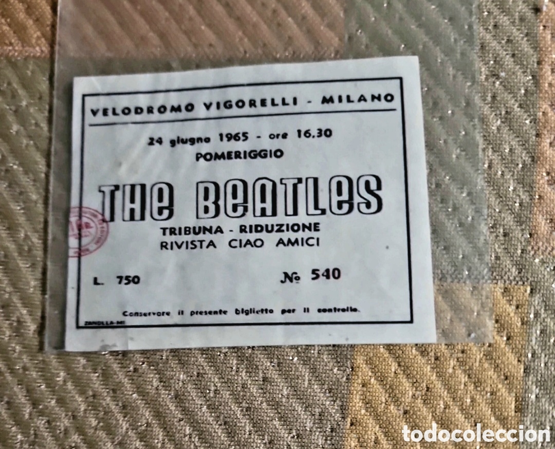 Entradas antiguas de conciertos: The Beatles: entrada original gira 1965 Mil&aacute;n, Italia