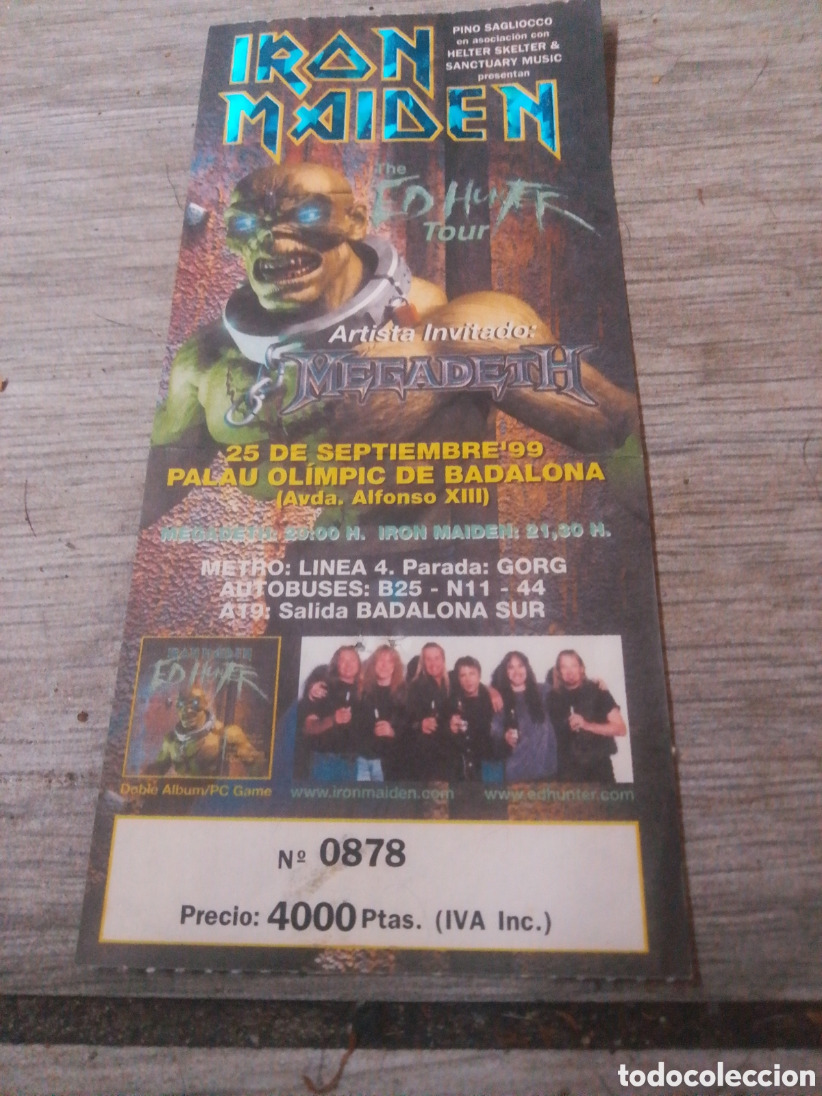 Entradas antiguas de conciertos: ENTRADA CONCIERTO IRON MAIDEN - BADALONA AŃO 1999 - CC -