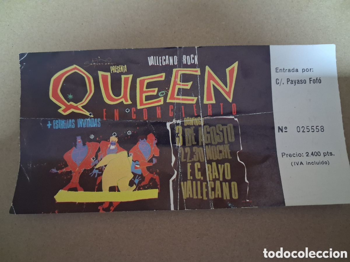 Entradas antiguas de conciertos: ENTRADA ORIGINAL CONCIERTO QUEEN ESTADIO RAYO VALLECANO AGOSTO 1986