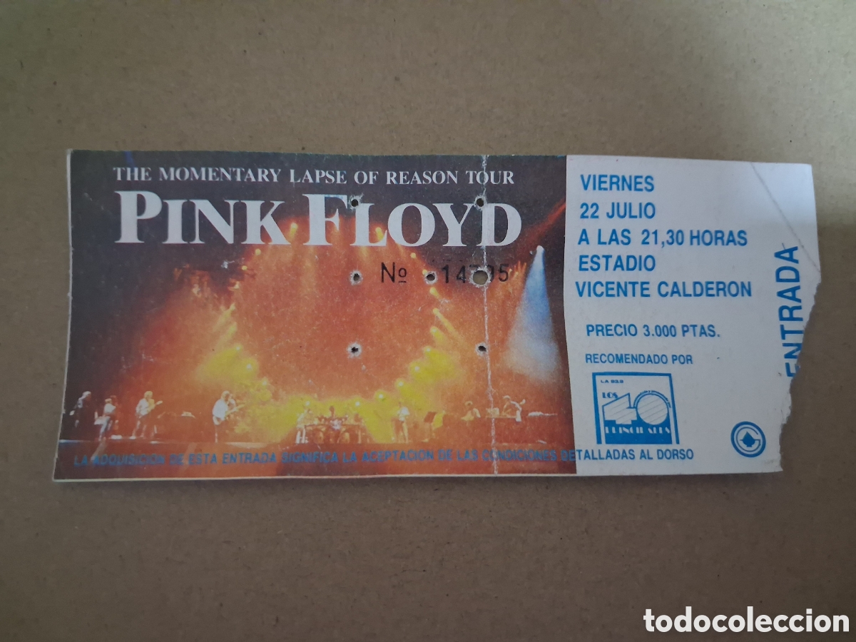Entradas antiguas de conciertos: ENTRADA ORIGINAL CONCIERTO PINK FLOYD ESTADIO VICENTE CALDER&Oacute;N 1988