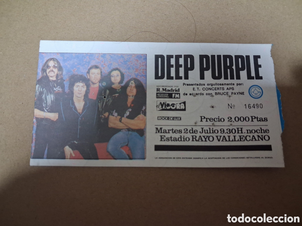 Entradas antiguas de conciertos: ENTRADA ORIGINAL CONCIERTO DEEP PURPLE ESTADIO RAYO VALLECANO 1985