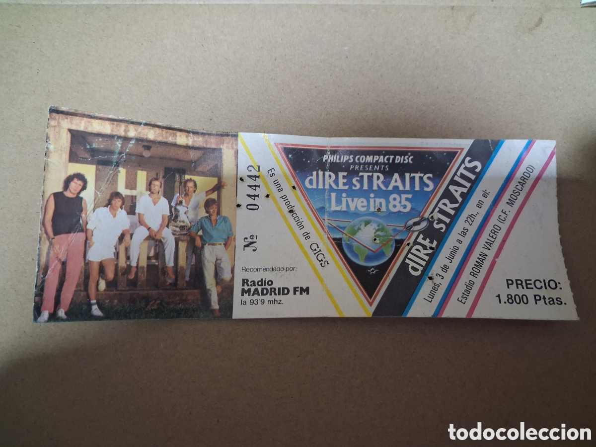 Entradas antiguas de conciertos: ENTRADA ORIGINAL CONCIERTO DIRE STRAITS ESTADIO ROMAN VALERO 1985