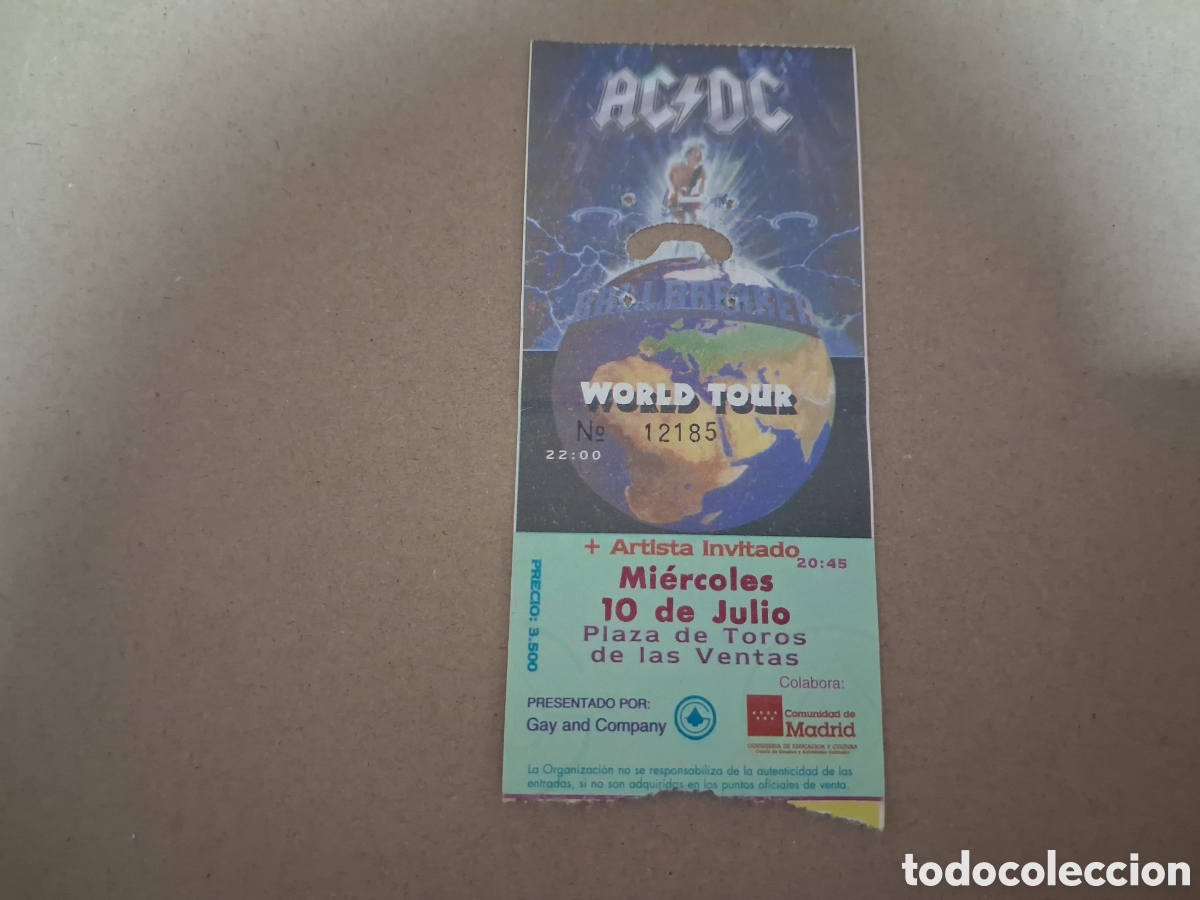 Entradas antiguas de conciertos: ENTRADA ORIGINAL CONCIERTO ACDC AC DC PLAZA TOROS VENTAS 1996