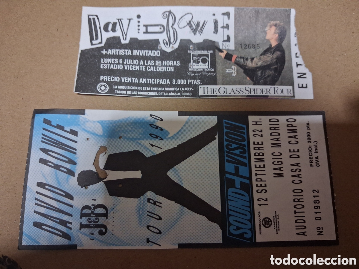 Entradas antiguas de conciertos: LOTE 2 ENTRADAS ORIGINALES DAVID BOWIE CASA DE CAMPO + VICENTE CALDERON