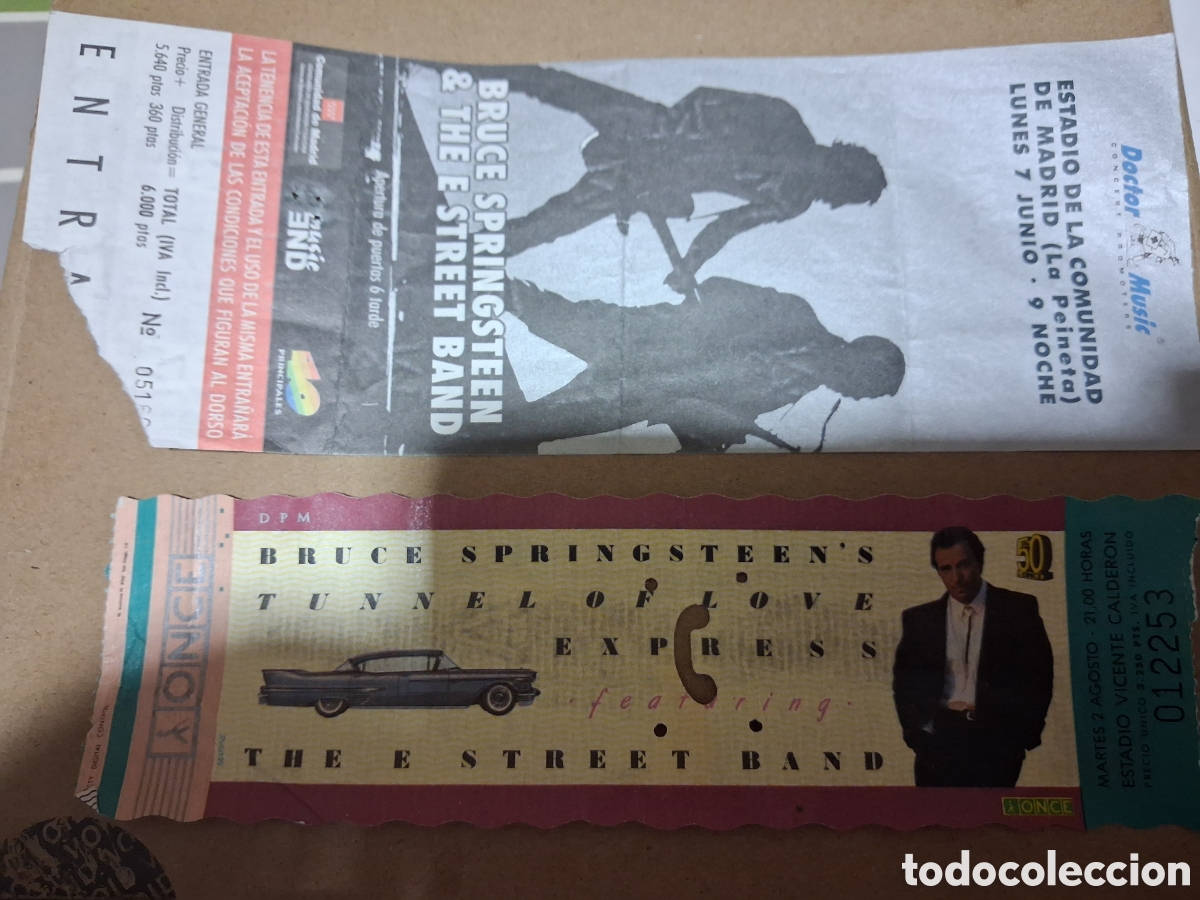 Entradas antiguas de conciertos: LOTE 2 ENTRADAS ORIGINALES BRUCE SPRINGSTEEN LA PEINETA + VICENTE CALDERON