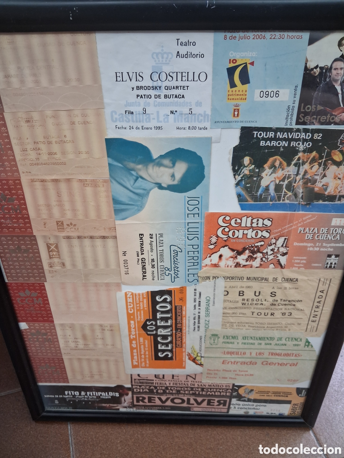 Entradas antiguas de conciertos: LOTE 17 ENTRADAS CONCIERTO ORIGINALES GRUPOS ESPA&Ntilde;OLES FITO CELTAS CORTOS SECRETOS ETC ENMARCADAS