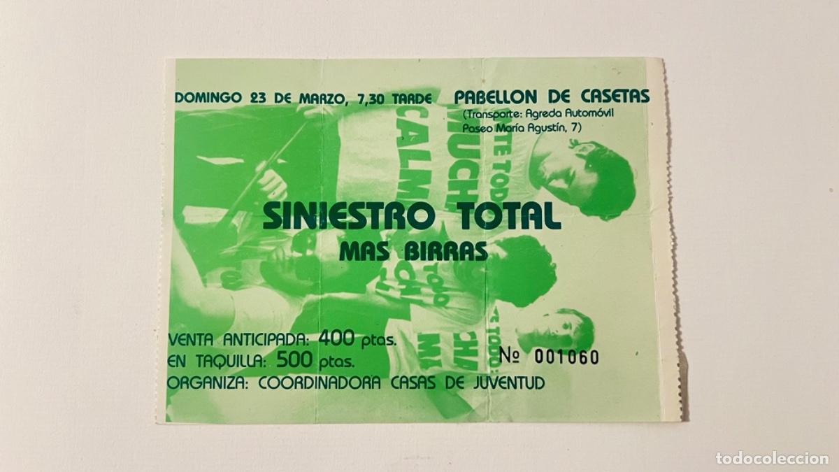 Entradas antiguas de conciertos: Entrada PABELLON CASETAS grupos SINIESTROS TOTAL M&Aacute;S BIRRAS &uacute;nica en todocoleccion