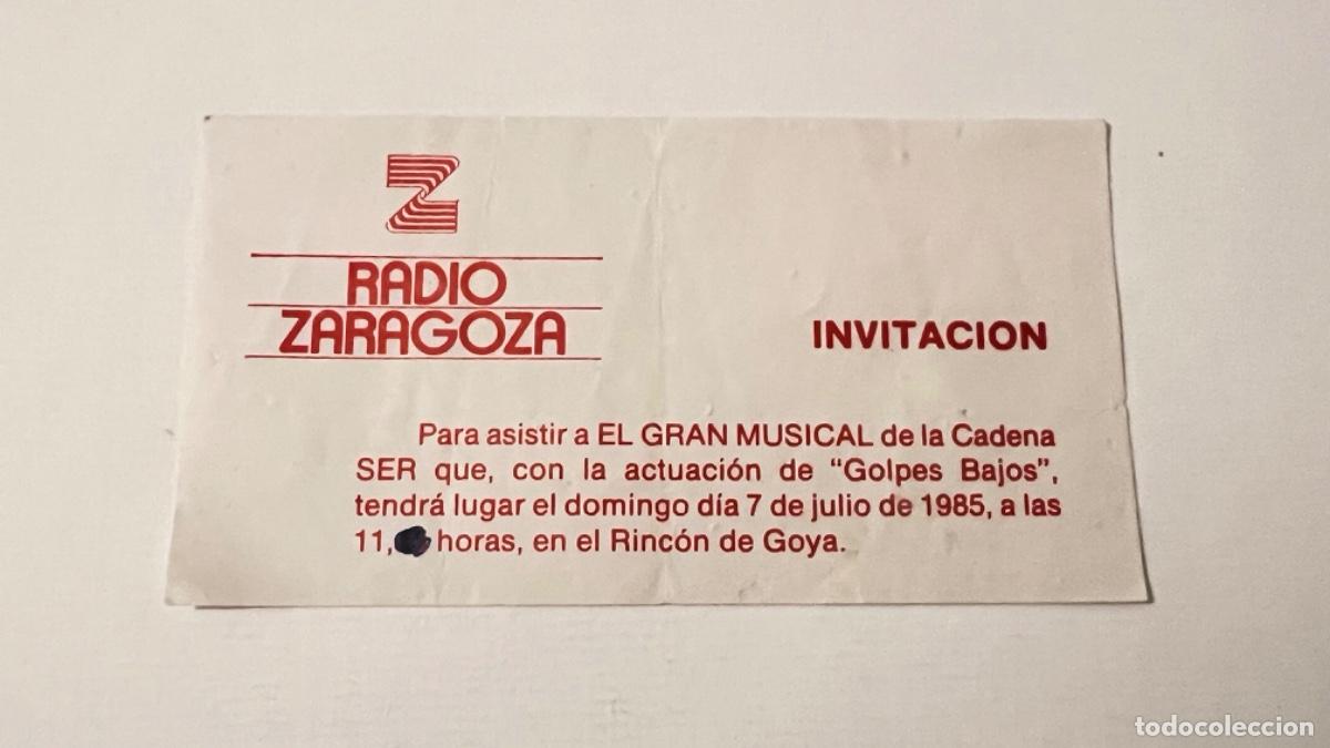 Entradas antiguas de conciertos: Entrada RADIO ZARAGOZA 1985 grupo GOLPES BAJOS &uacute;nica en todocoleccion