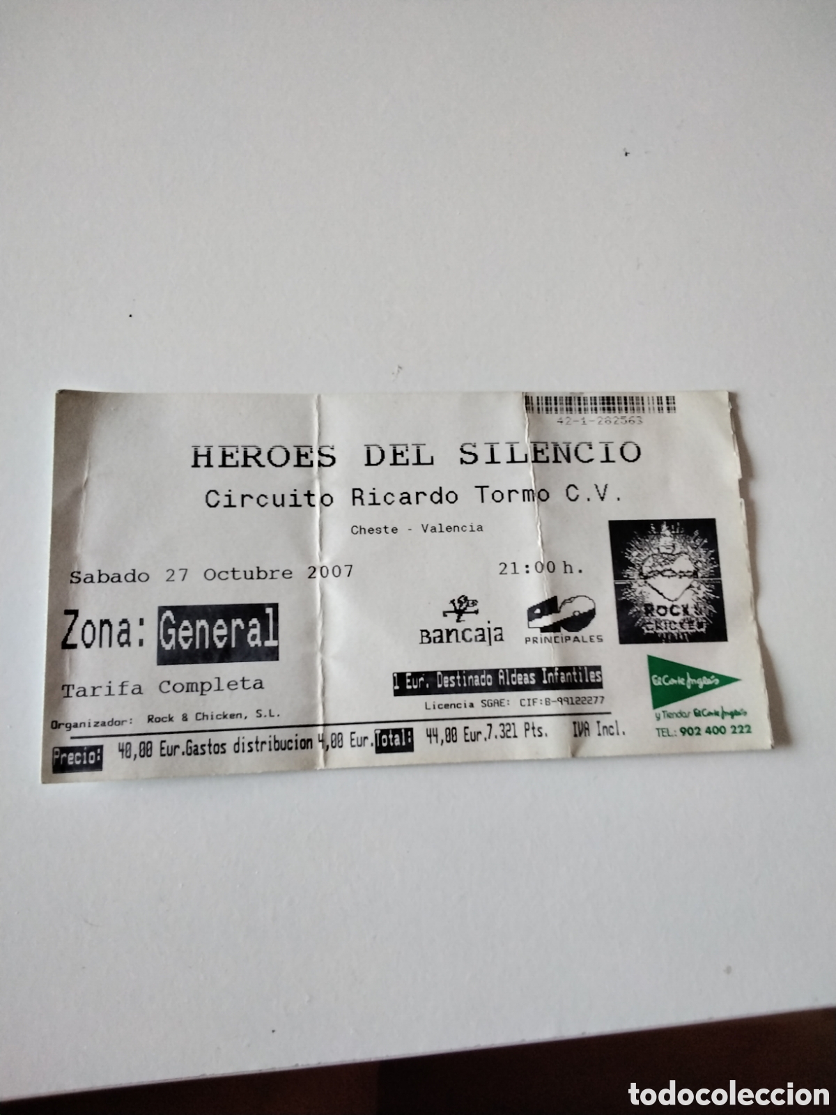 Entradas antiguas de conciertos: Entrada concierto h&eacute;roes del silencio ultimo concierto 2007 valencia