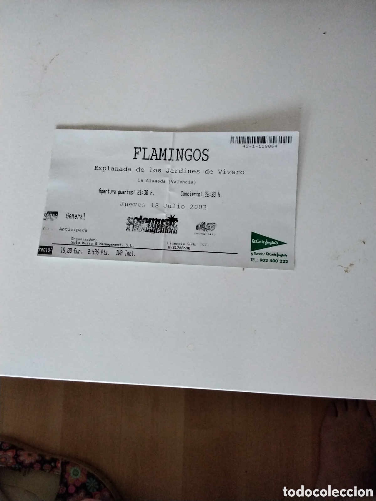 Entradas antiguas de conciertos: Entrada concierto Bumbury Flamingos 18 julio 2002