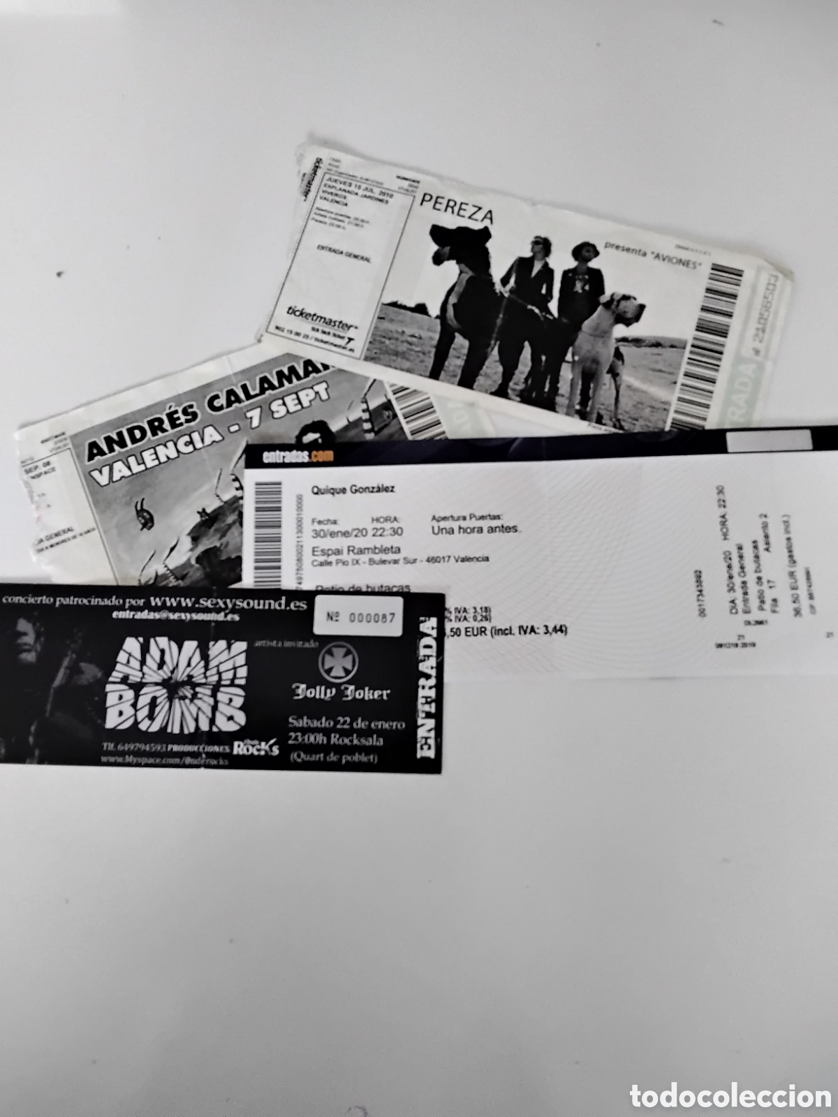 Entradas antiguas de conciertos: LOTE DE 4 ENTRADAS DE CONCIERTOS CALAMARO PEREZA QUIQUE GONZALEZ Y ADAM BOMB