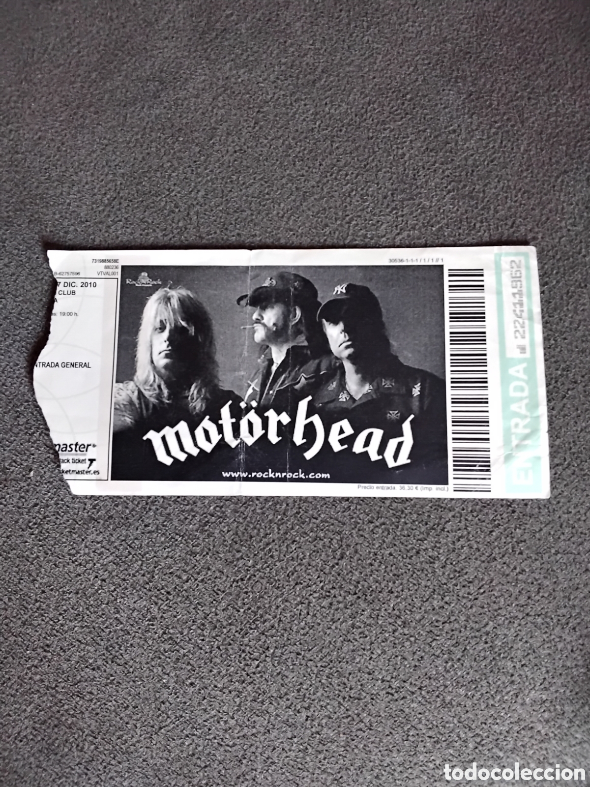 Entradas antiguas de conciertos: ENTRADA MOTORHEAD DICIEMBRE 2010 BARCELONA