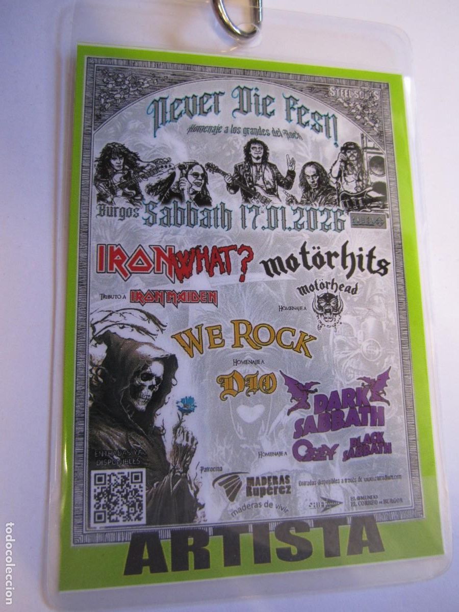 Entradas antiguas de conciertos: pase artista never die fest burgos ironwhat motorhits we rock dark sabbath