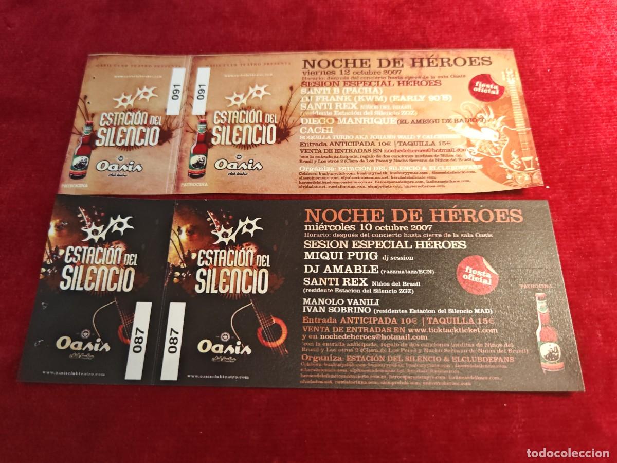 Entradas antiguas de conciertos: lote 2 entradas concierto homenaje noche de h&eacute;roes del silencio .estaci&oacute;n del silencio patroc. ambar