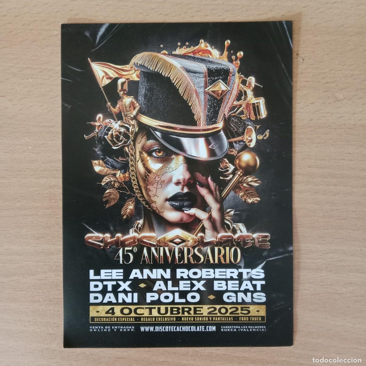 Entradas antiguas de conciertos: FLYER DISCOTECA CHOCOLATE - 45 ANIVERSARIO - 04/10/2025 - A&Ntilde;O 2025