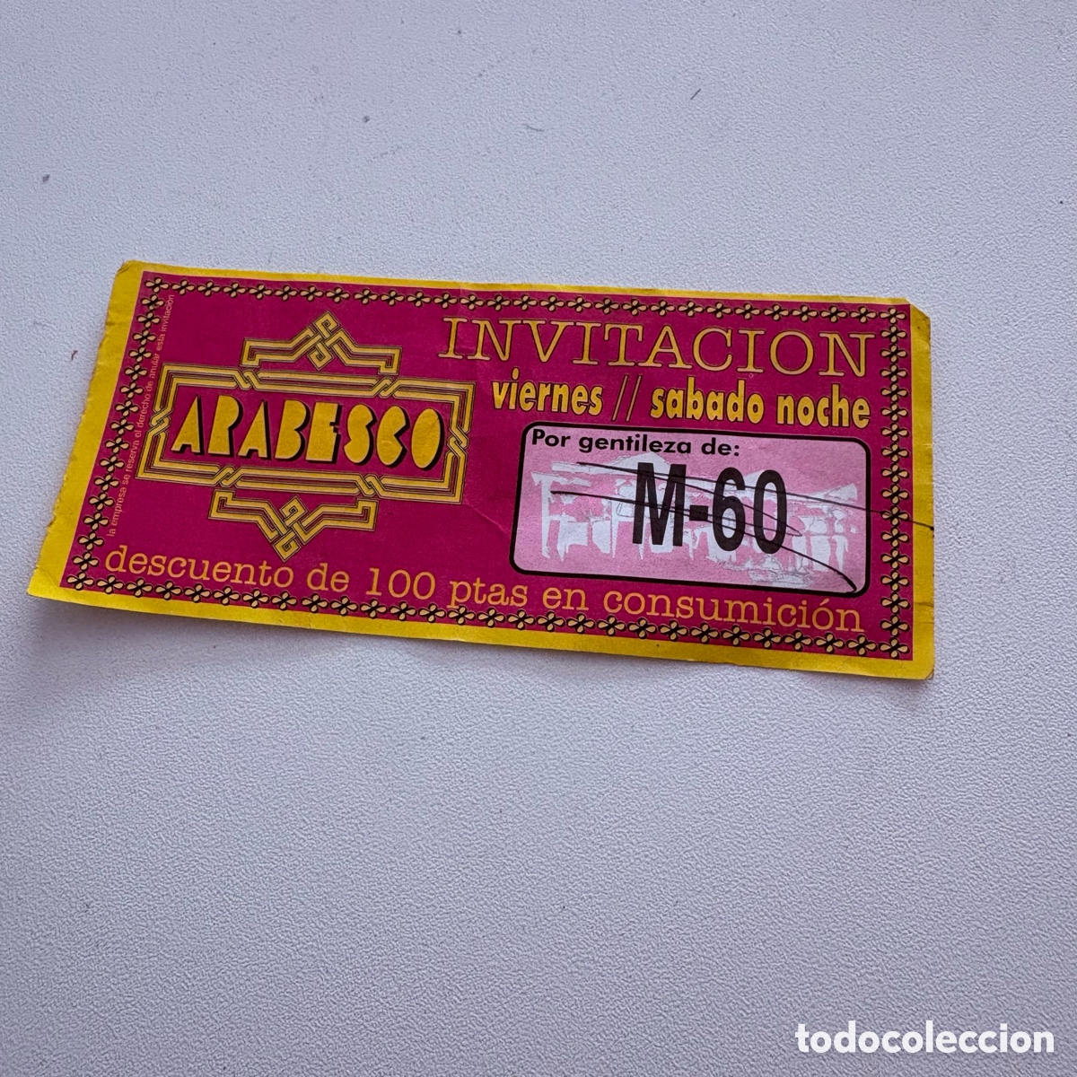 Entradas antiguas de conciertos: descuento flyer invitacion discoteca arabesco a&ntilde;os 90