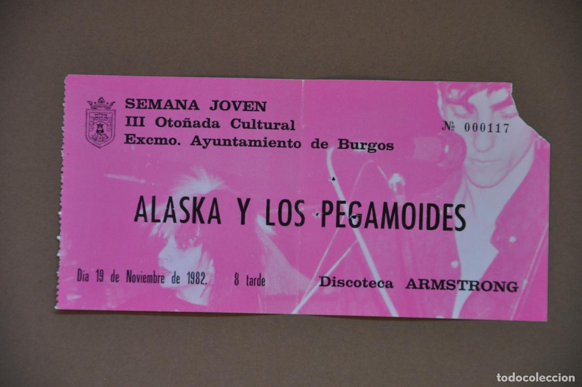 Entradas antiguas de conciertos: ALASKA Y LOS PEGAMOIDES - ENTRADA CONCIERTO EN LA DISCOTECA ARMSTRONG DE BURGOS - 19 NOVIEMBRE 1982