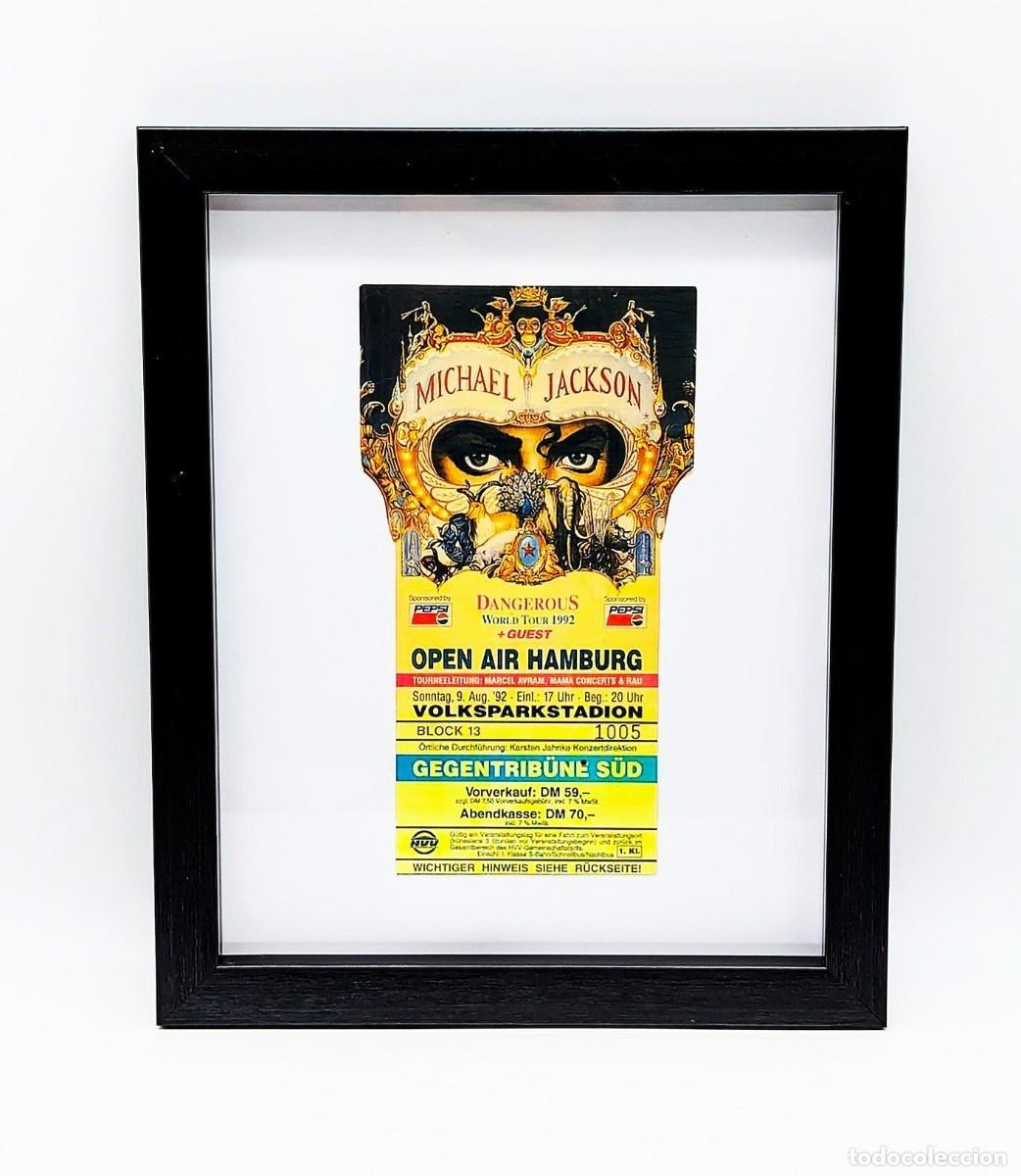 Entradas antiguas de conciertos: MICHAEL JACKSON - TICKET DE CONCIERTO DANGEROUS HAMBURGO ALEMANIA 1992 - ENMARCADO CON CRISTAL