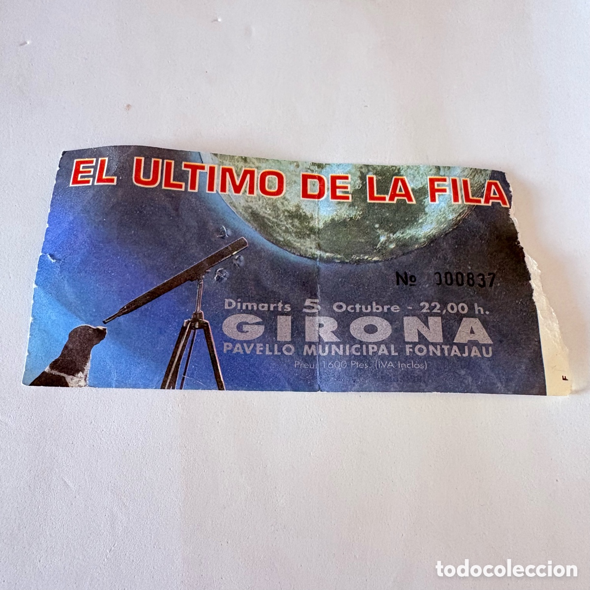 Entradas antiguas de conciertos: Entrada 5 octubre 1993 el &uacute;ltimo de la fila Girona pavello fontajau