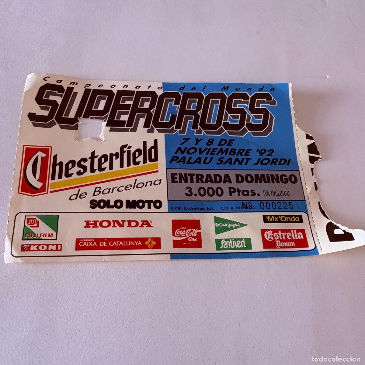 Entradas antiguas de conciertos: Entrada campeonado del mundo de supercross indoor barceloa palau sant jordi noviembre 1992