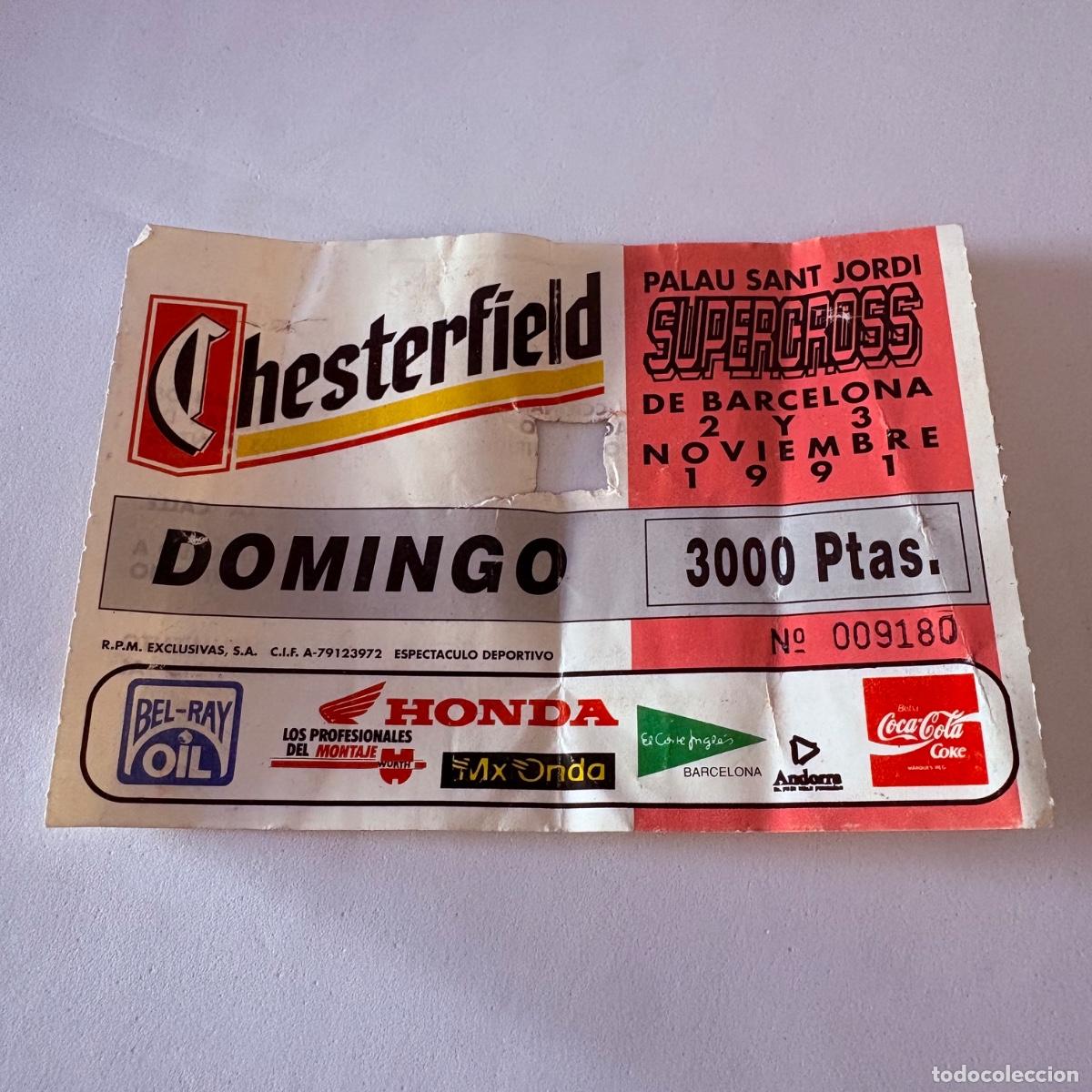 Entradas antiguas de conciertos: Entrada campeonado del mundo de supercross indoor barceloa palau sant jordi noviembre 1991