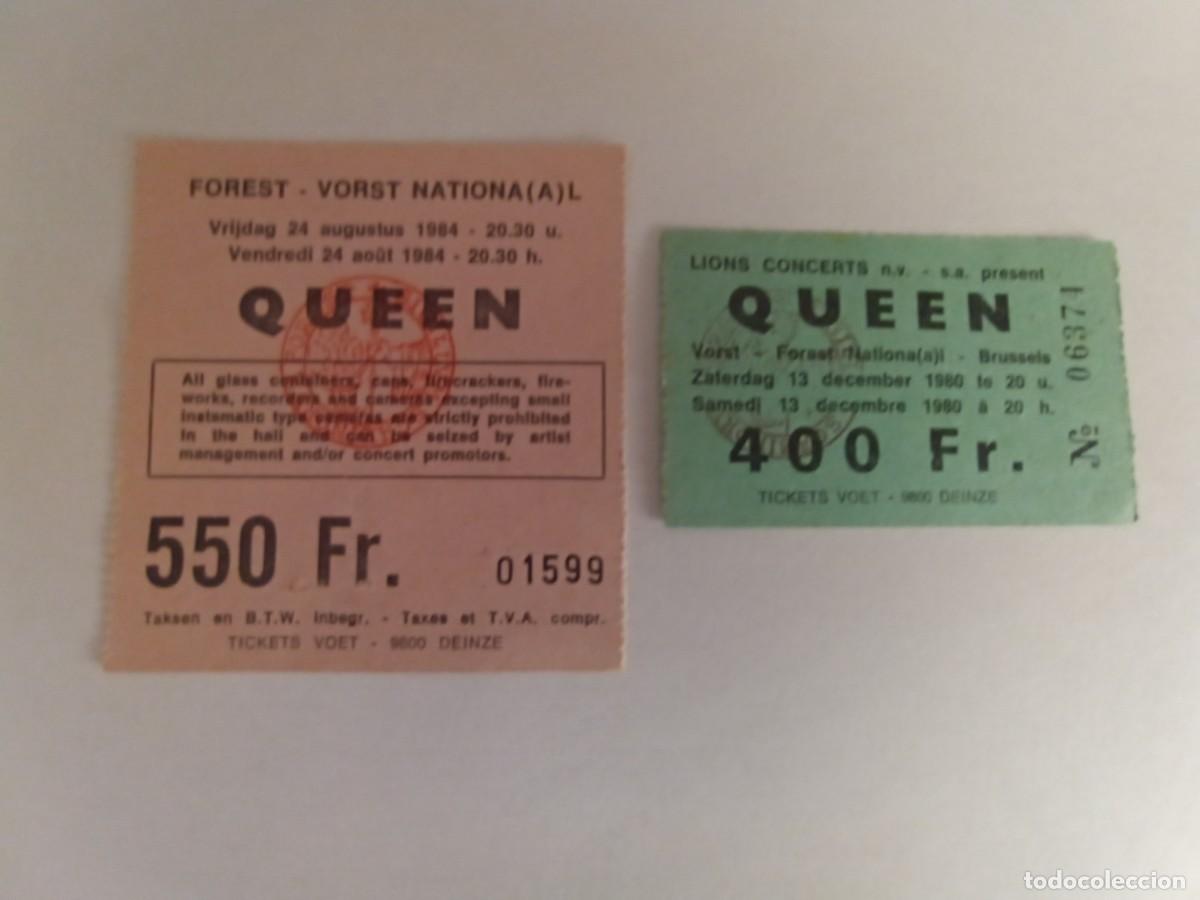 Entradas antiguas de conciertos: Queen 2 entradas originales conciertos B&eacute;lgica 1980 y 1984