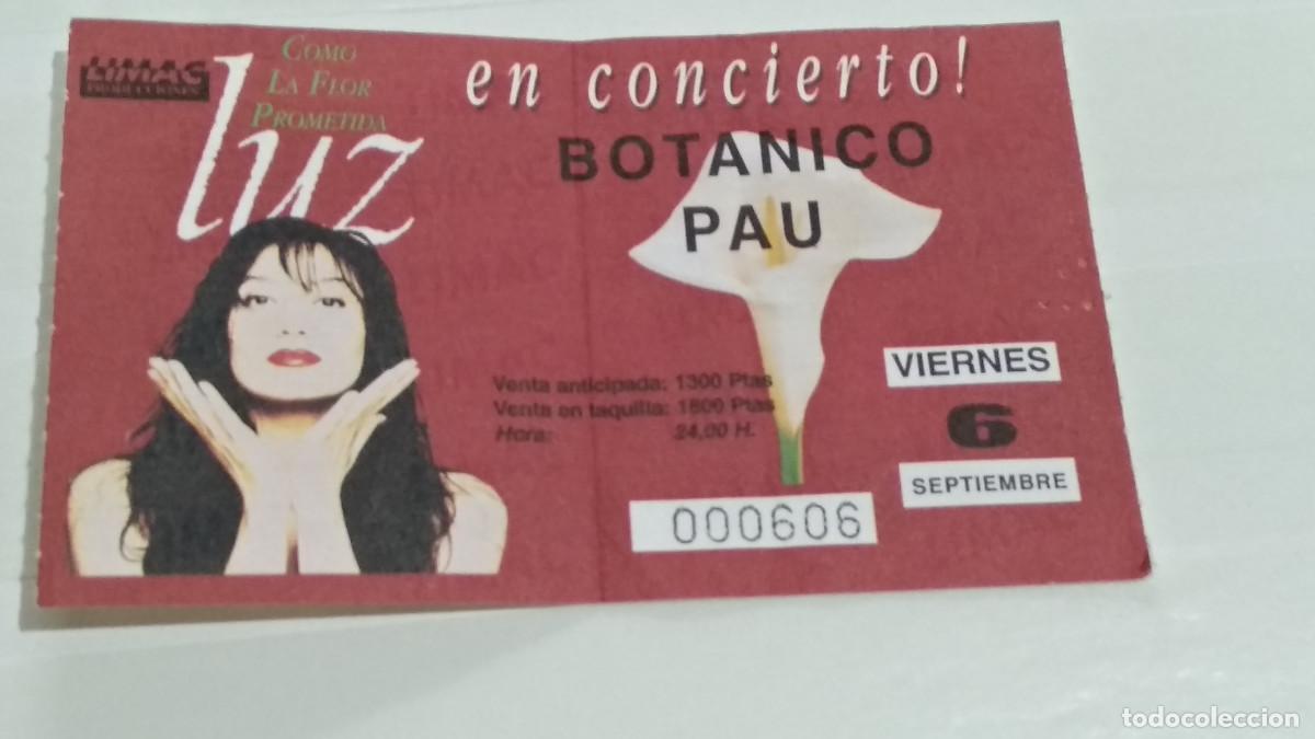 Entradas antiguas de conciertos: LUZ CASAL COMO FLOR PROMETIDA ENTRADA CONCIERTO BOTANICO PAU Segorbe EL 6 DE SEPTIEMBRE 1995